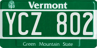 VT license plate YCZ802