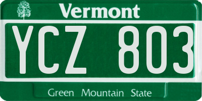 VT license plate YCZ803