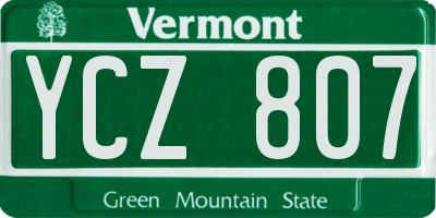 VT license plate YCZ807