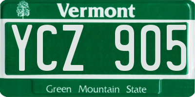VT license plate YCZ905