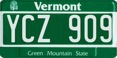 VT license plate YCZ909