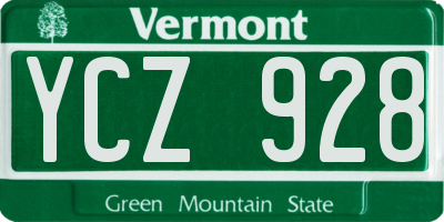 VT license plate YCZ928