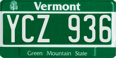 VT license plate YCZ936