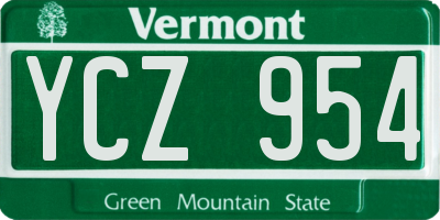 VT license plate YCZ954