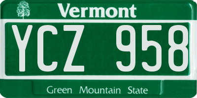 VT license plate YCZ958