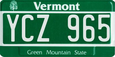 VT license plate YCZ965