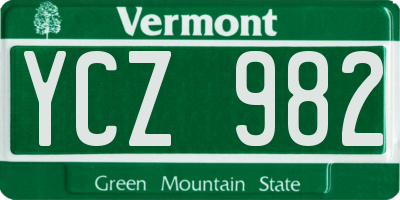 VT license plate YCZ982