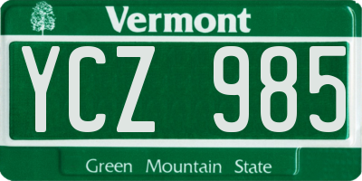 VT license plate YCZ985