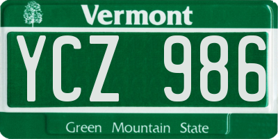 VT license plate YCZ986