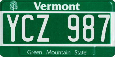VT license plate YCZ987