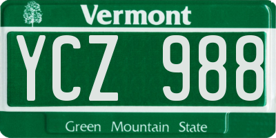VT license plate YCZ988