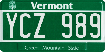 VT license plate YCZ989