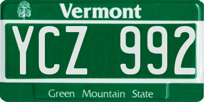VT license plate YCZ992