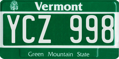 VT license plate YCZ998