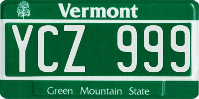 VT license plate YCZ999