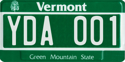 VT license plate YDA001