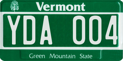VT license plate YDA004