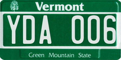 VT license plate YDA006