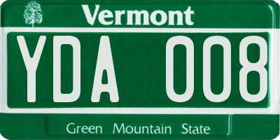 VT license plate YDA008