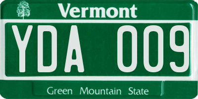 VT license plate YDA009