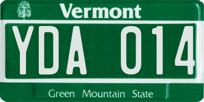 VT license plate YDA014