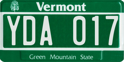 VT license plate YDA017