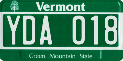 VT license plate YDA018