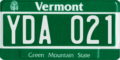 VT license plate YDA021
