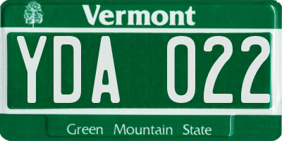 VT license plate YDA022