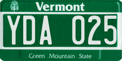 VT license plate YDA025