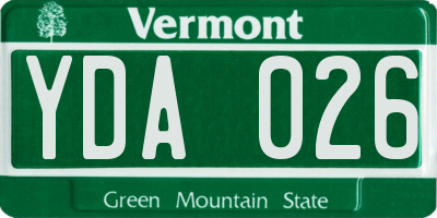 VT license plate YDA026