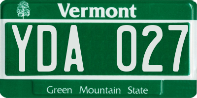 VT license plate YDA027