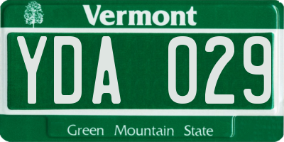 VT license plate YDA029