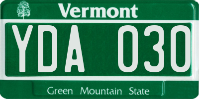 VT license plate YDA030