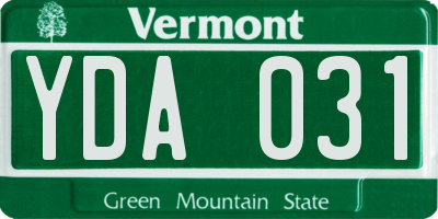 VT license plate YDA031