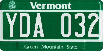VT license plate YDA032