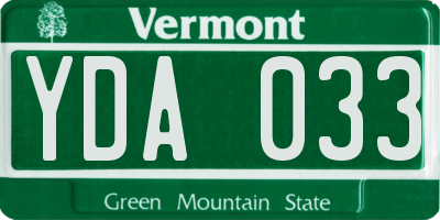 VT license plate YDA033