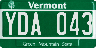 VT license plate YDA043