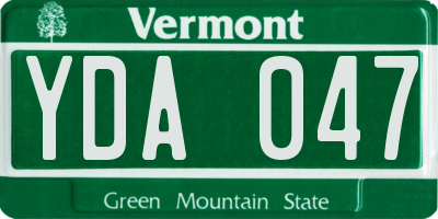 VT license plate YDA047