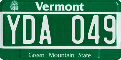 VT license plate YDA049