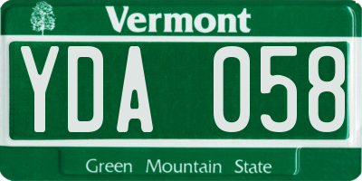VT license plate YDA058