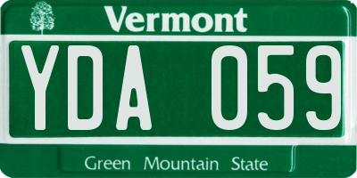 VT license plate YDA059