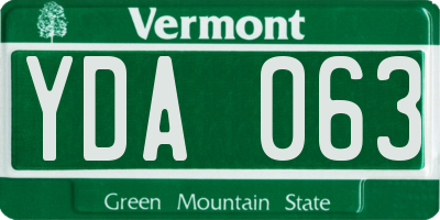 VT license plate YDA063