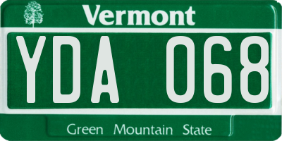 VT license plate YDA068