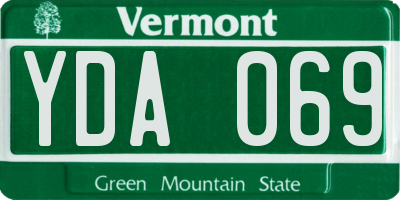 VT license plate YDA069
