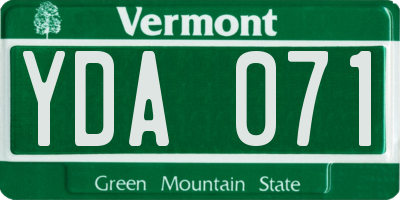 VT license plate YDA071