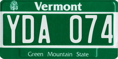 VT license plate YDA074