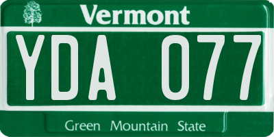 VT license plate YDA077