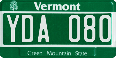 VT license plate YDA080