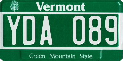 VT license plate YDA089